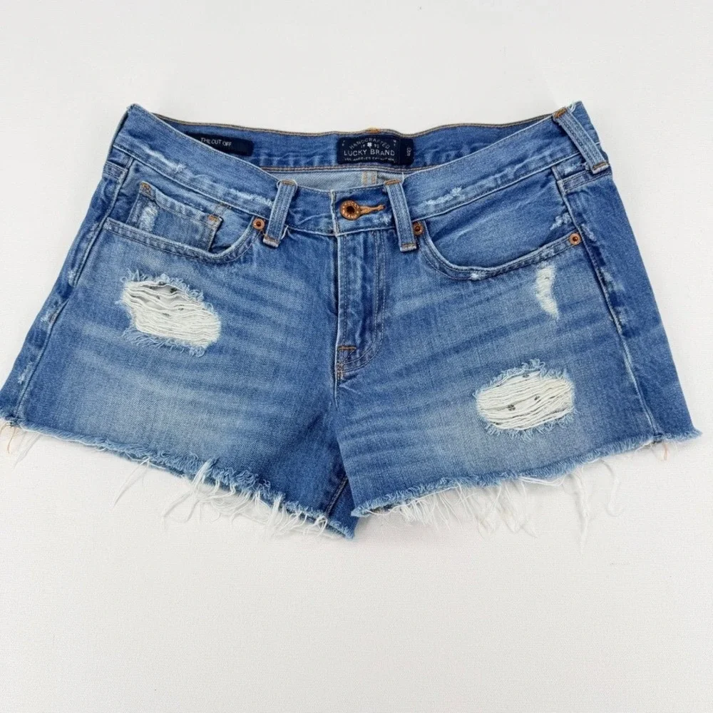 Lucky Brand The Cutoff Denim Shorts Womens Size 4 Distressed Raw Hem